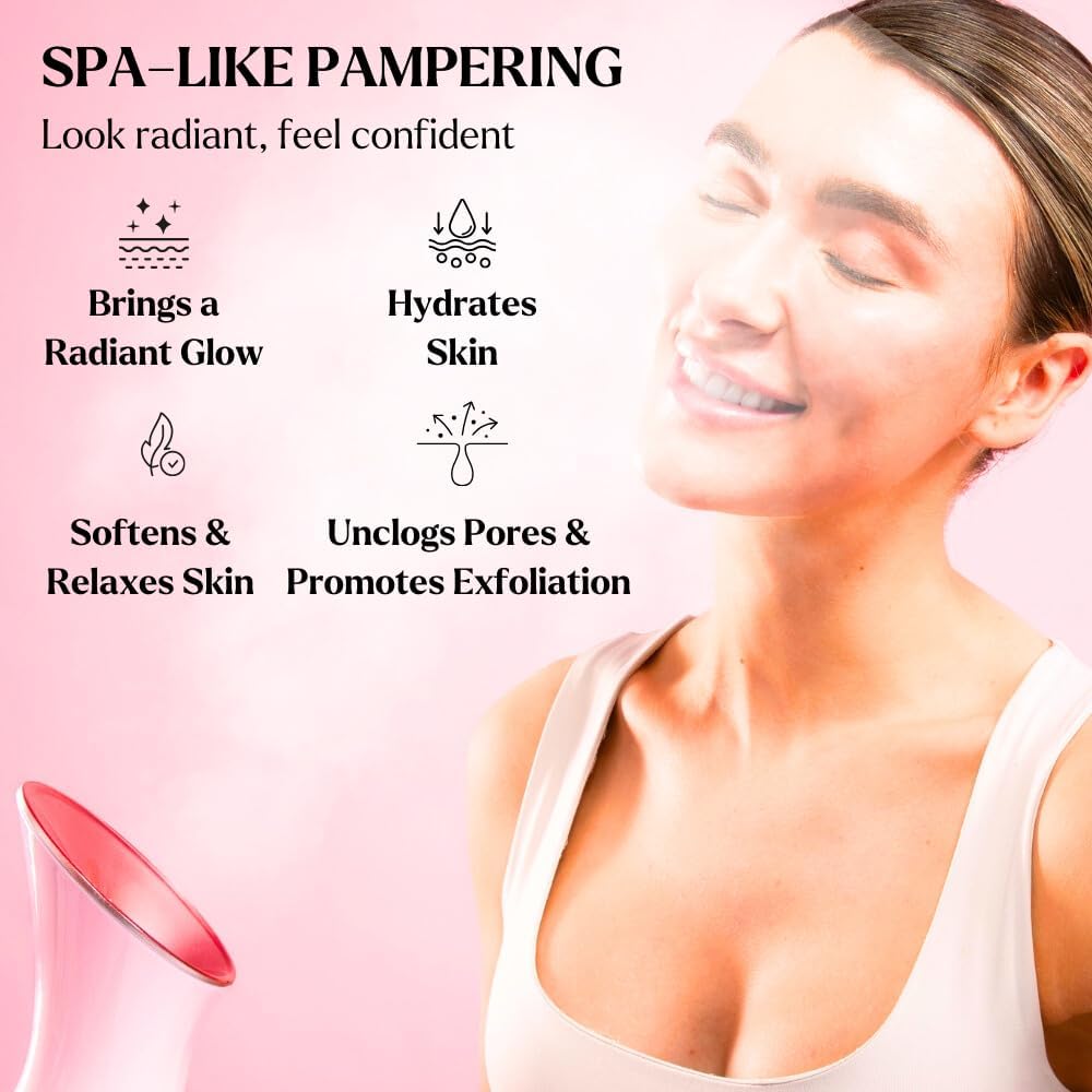 Facial Steamer Spa Kit with Complimentary 17 Skin Care Tools | Face Steamer for Facial Deep Cleaning with Towel Warmer & Humidifier Mode| Self Care Gifts for Women, Spa Gifts, Birthday Gifts for Women