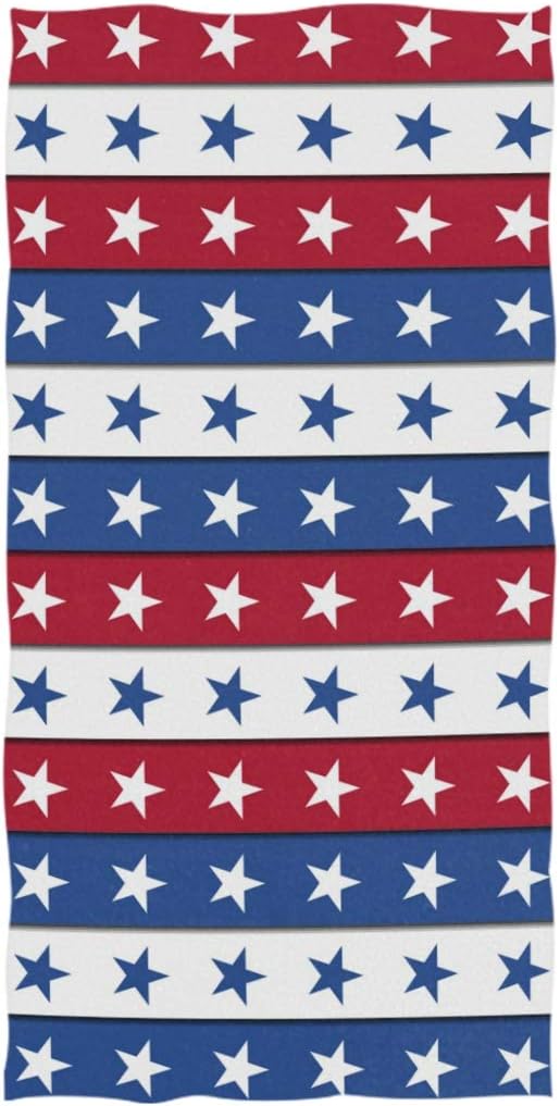 Naanle Stylish Independence Day USA 4th of July Stars Stripes Soft Large Hand Towels for Bathroom, Hotel, Gym (16" x