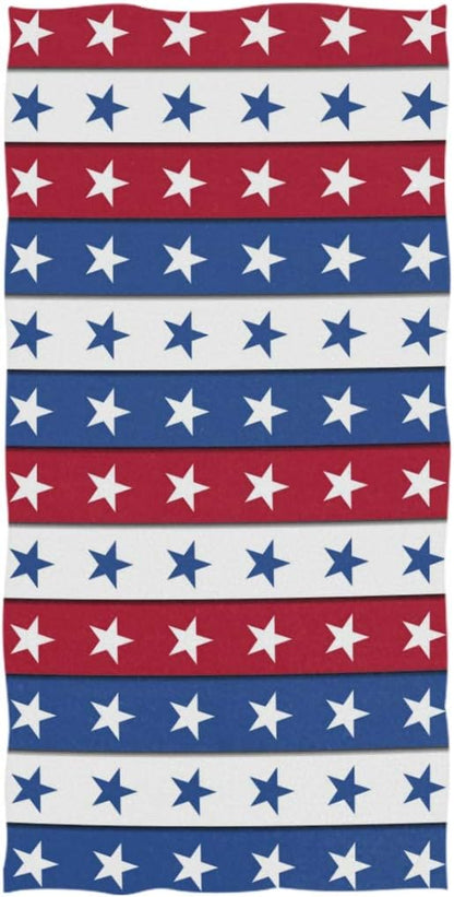 Naanle Stylish Independence Day USA 4th of July Stars Stripes Soft Large Hand Towels for Bathroom, Hotel, Gym (16" x