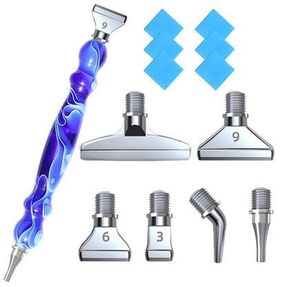 LIBIFUN 14pcs Metal Screw Thread Tips Diamond Painting Pen Kits, a Diamond Art Pen, 6pcs Tips, 6 Glue Clays, 5D Diamond Painting Accessories Tools for DIY Craft, Comfort Grip and Faster Drilling Blue
