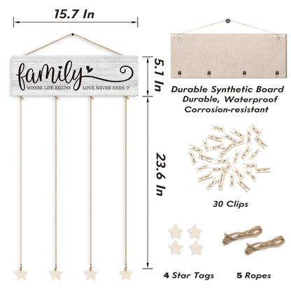 SJDFCSA Family Picture Frames Collage Photo Hanging Display Picture Board, Family Picture Frames Collage Wall Decor, Familys Where Life Begins Love Never Ends Home Living Room Bedroom Wall Decor XXXK