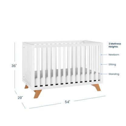 Child Craft SOHO 4-in-1 Convertible Crib, Baby Crib Converts to Day Bed, Toddler Bed and Full Size Bed, 3 Adjustable Mattress Positions, Non-Toxic, Baby Safe Finish (White/Natural)