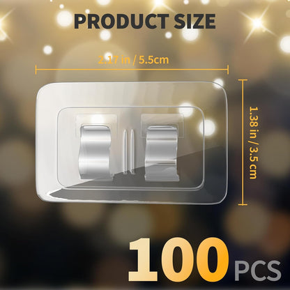 IFLOH 100Pcs Hooks for Outdoor String Lights Clips: Heavy Duty Cable Clips with Waterproof Adhesive Strips for Hanging