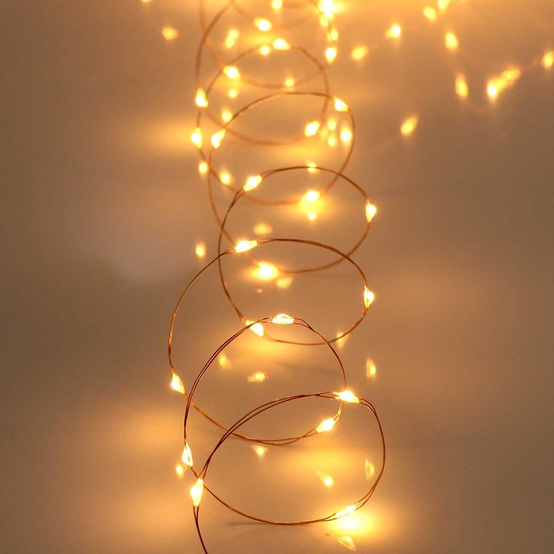 QBIS Warm White Fairy Lights on Copper Wire, 100 Micro LED String Lights with USB Plug, Timer, Multi Function, Adjust Brightness, Pretty Micro LED Christmas Lights
