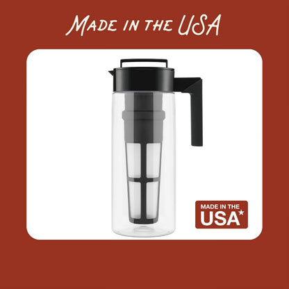 Takeya Flash Chill Iced Tea Maker - Airtight & Durable Iced Tea Maker Jug with Silicone Carry Handle - Leak-Proof & Lightweight Tea Infuser with Patented Flash Chill Technology - 2 Quart, Blueberry