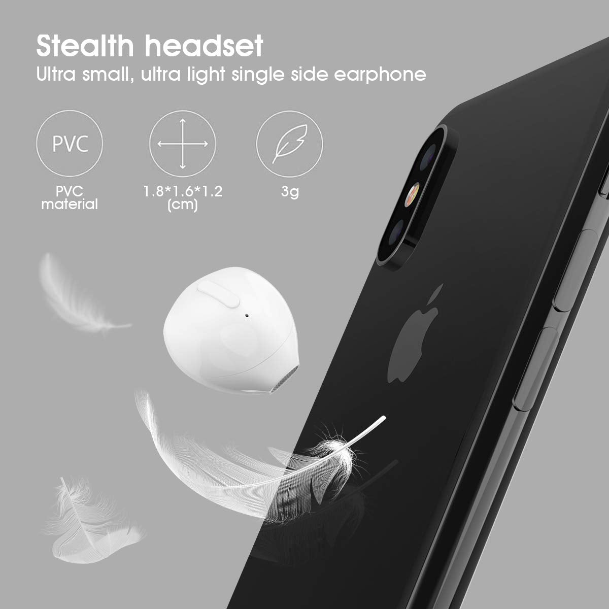 SZHTFX Invisible Earbuds Sleep Bluetooth Earbuds Mini Tiny Discreet Hidden Headphones for Work, Small Ear Canals - Single Earbud with Charging Case (Black-（Single）)