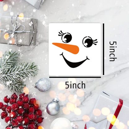 Snowman Face Stencil,5” Christmas Stencils for Crafts Reusable Holiday Stencils for Painting on Wood Block Wall Paper Fabric