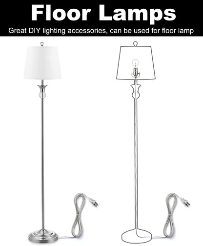 Lamp Kits for Do It Yourself, Lamp Rewire Kit with 3-Way Lamp Socket and Essential Hardware, 12 FT Lamp Cord Replacement, Lamp Repair Kit for Table Lamps, Lamp Wiring Kit, Lamp Parts (Silver)