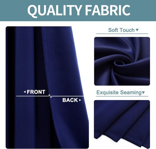 ChrisDowa Blackout Curtains - Thermal Insulated Room Darkening Panels Set (Navy Blue, 52"W x 63"L)