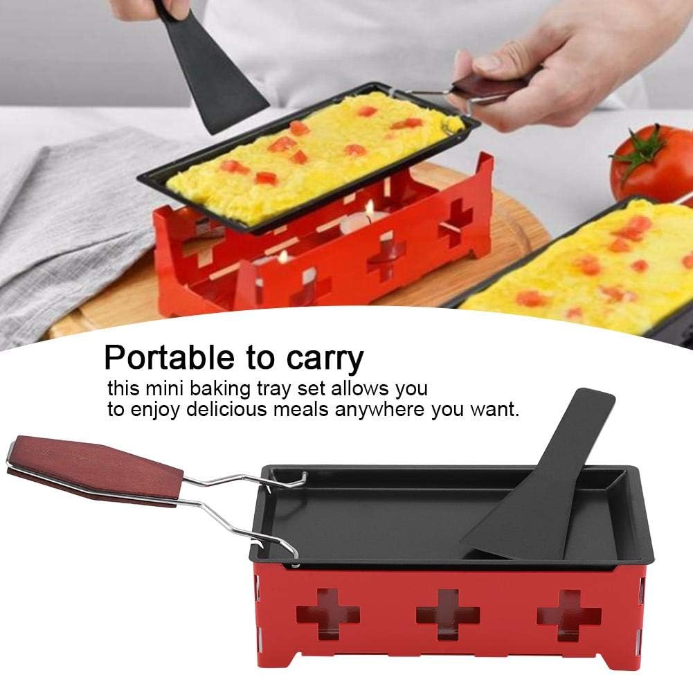 Portable Raclette Table Grill, Non-Stick BBQ Cheese Melt Pan with Foldable Handle for Home Kitchen Grilling Tool