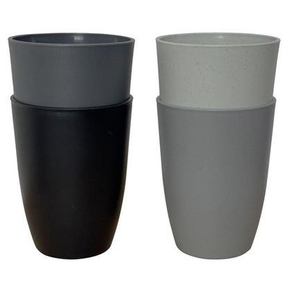 LuckyZone Wheat Straw Reusable Cup (12 oz) - Unbreakable Drinking Glasses Sets of 4 - Dishwasher Safe Tumbler - Lightweight, BPA Free and Eco friendly (4Pcs/Gray Series)