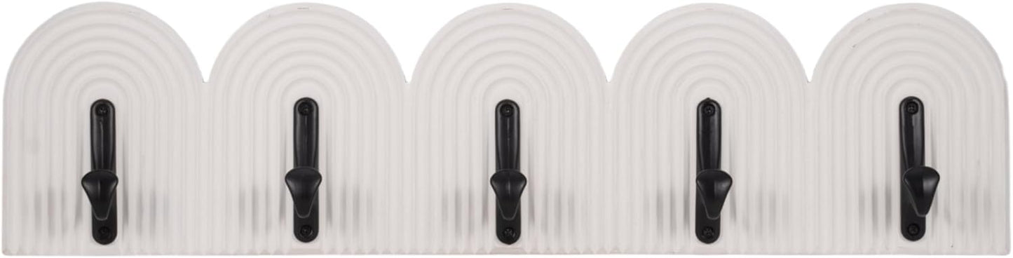 Sagebrook Home 24" White Wall Hooks - Elegant 5-Arch Design, Robust MDF and Iron, Home Organization Must-Have