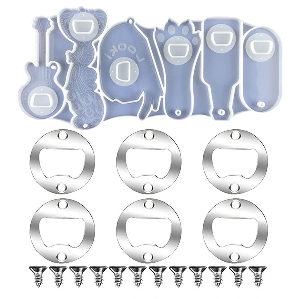 Epoxy Resin Mold Beer Opener Corkscrew Bottle Opener Silicone Mould Crafts Jewelry Keychain Making Tool Bottle Opener Epoxy Resin Mold (B)