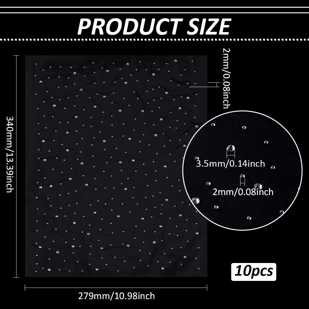 FINGERINSPIRE 10 Sheet Glitter Hotfix Rhinestone Iron on Crystal Rhinestone Decals 2mm & 3.5mm Flat Round Rhinestone Transfers Patches Hot Melt Sparkle Decals for Women Men Clothing DIY Decoration