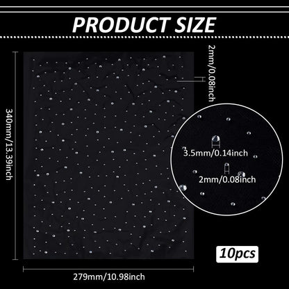 FINGERINSPIRE 10 Sheet Glitter Hotfix Rhinestone Iron on Crystal Rhinestone Decals 2mm & 3.5mm Flat Round Rhinestone Transfers Patches Hot Melt Sparkle Decals for Women Men Clothing DIY Decoration
