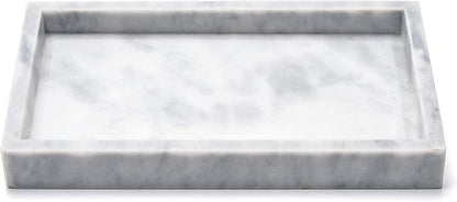 Noble Natural Marble Tray for Desktop, Kitchen, Vanity, Bathroom, Stone Organizer for Tissues, Candles, Soap (Cloud