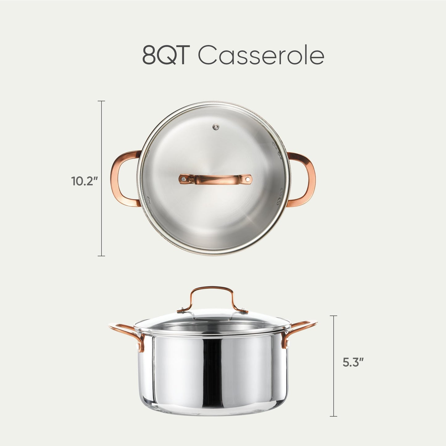 CAROTE 8 Qt Tri-Ply Stainless Steel Stockpot, Non-Toxic Stock Pot with Lid, Soup Pot for Pasta, Even Heating, Oven Safe, Induction, Ceramic and Gas Cooktops Compatible, Sliver