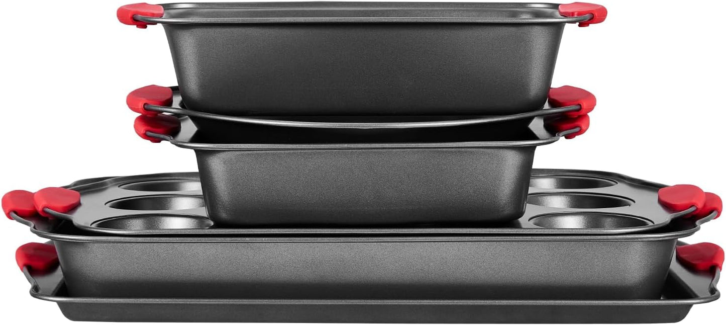 Set, 6-Piece, Sets VEVOR Baking Pans Nonstick Carbon Steel Cookware Sheets & Trays, Stackable Kitchen Oven Bakeware