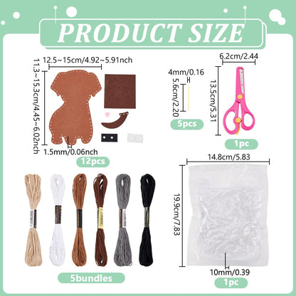 AHANDMAKER Sewing Felt Craft Kit Puppy Felt DIY Crafting and Sewing Set Dog Shape Stuffed Animal Making Set for Beginners Craft, Christmas Birthday Gift