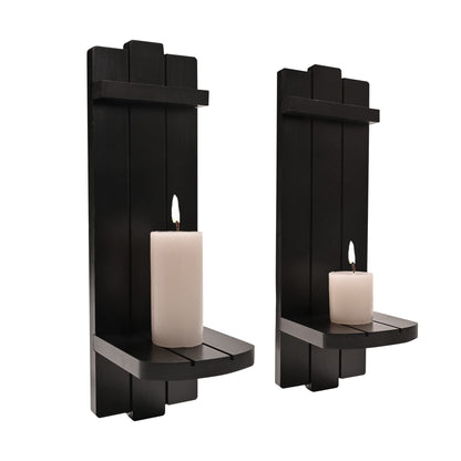 Yorkmills Sconces Set of 2, Rustic Home Decor, Farmhouse Wall Art Floating Candle Holder Shelf, Black Decorations for Living Room, Dining Room, Bedroom, Bathroom