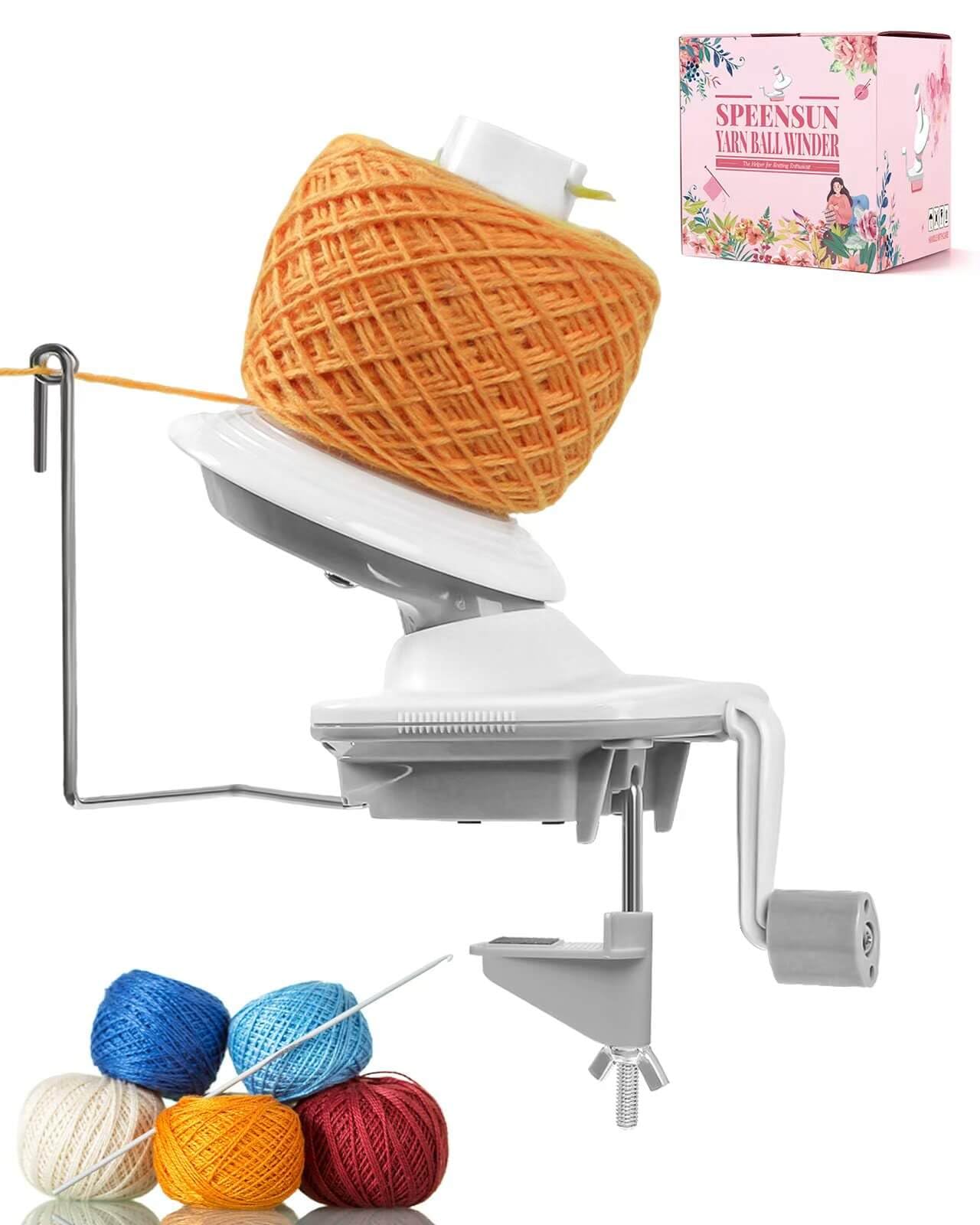 SPEENSUN Yarn Winder, 3.5 OZ Easy-to-Install and Efficiently Yarn Spinner with Lower Noise, Robust ABS Material Ball Winder for Crochet and Knitting Lover for Yarns Below Size 5