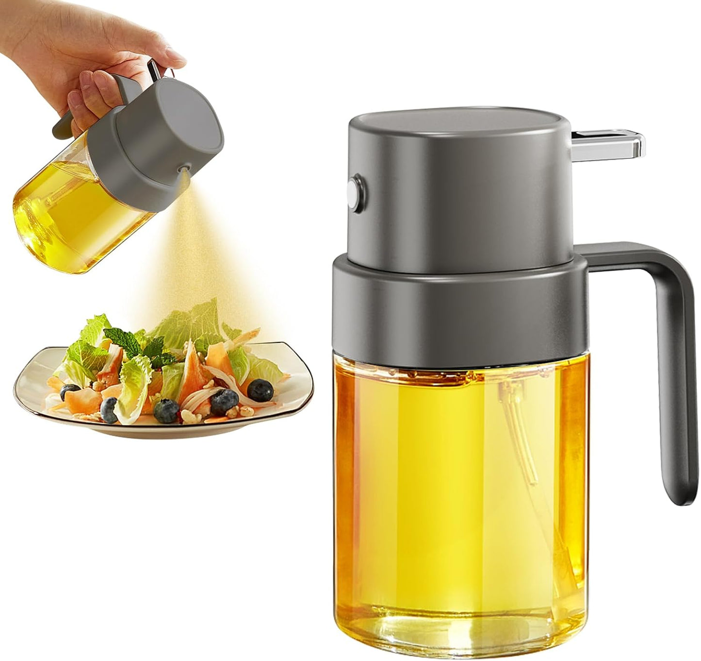 YARRAMATE Mini Oil Sprayer - 6.8 OZ Food-Grade Olive Oil Spray Bottle for Cooking | Portable Kitchen Mister (Gray)