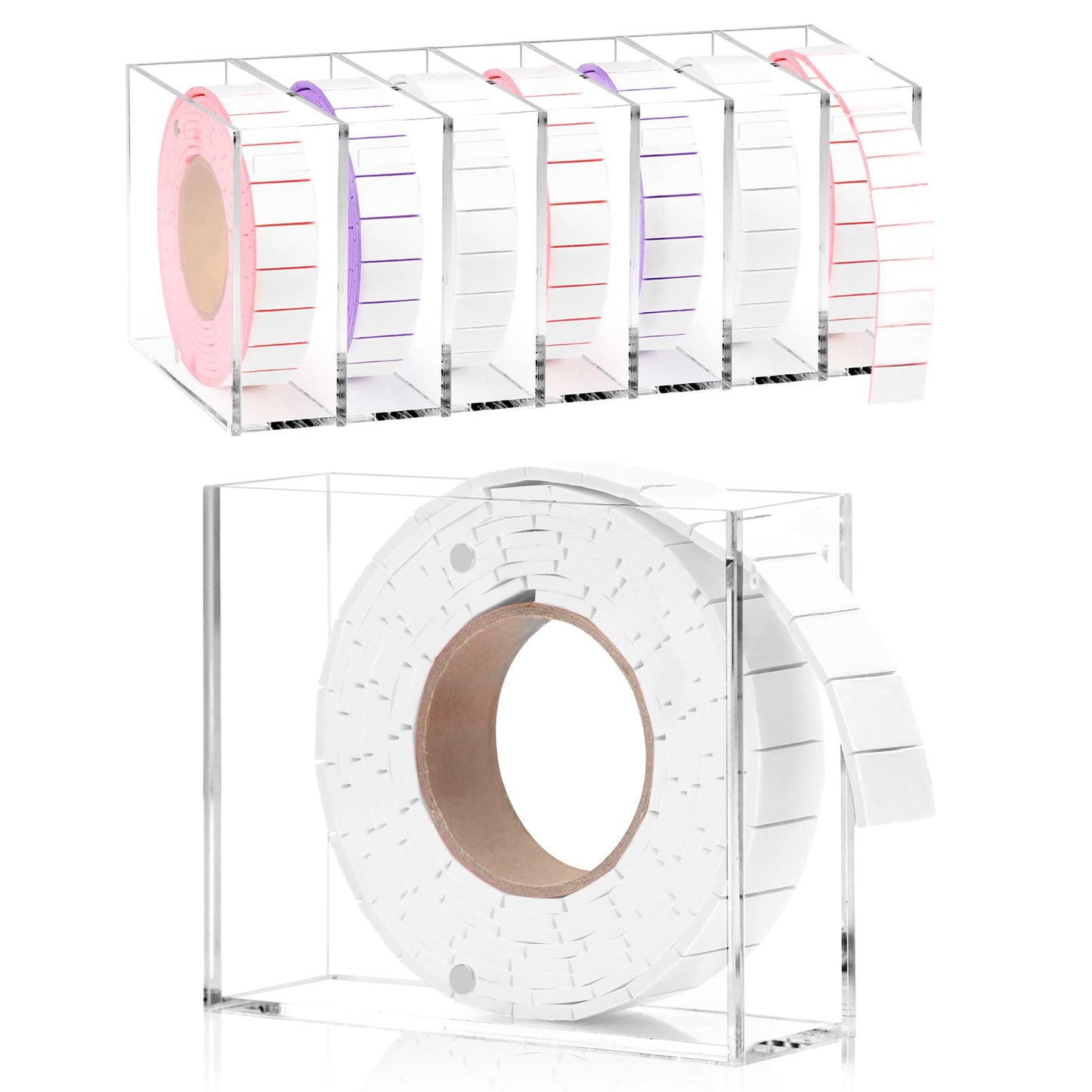 HKSZEH Double Sided Foam Tape Squares 0.75 X 0.5 Pre Cut Foam Adhesive Squares Roll with Acrylic Storage Box 3D Foam Tape for Crafts Arts Sewing DIY Office Supplies (Tape+Box, White)