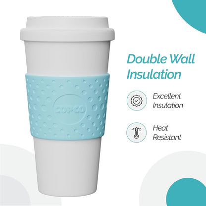Copco Acadia 16 oz Travel Mug, Insulated Reusable Coffee Tumbler, Leak-Proof Lid, BPA-Free, Azure Blue