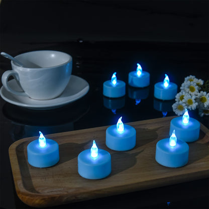 LED Tea Lights Candles- 24PACK Blue Flameless Candles Realistic and Bright Flickering Long Lasting 200Hours for Holiday Celebration,Party, Home Decoration,Battery Operated