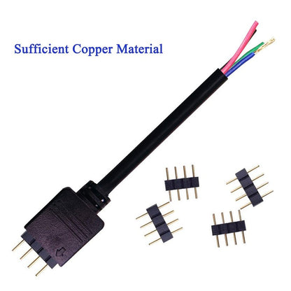 RGBZONE 2 Pack Black 4 Pins LED Splitter Cable Strip Connector 2 Way Splitter Y Splitter for 1 to 2 RGB 5050 3528 LED Light Strips with 6 x Male 4 Pin Plugs (11.8")