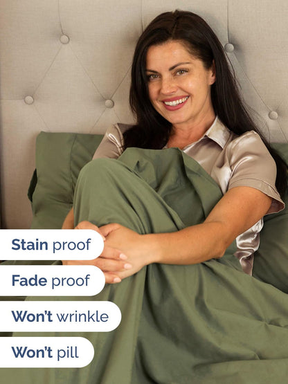 Skiennix Extra Deep Queen Sheet Set | 6-Piece Breathable Cooling Bedding - Soft, Wrinkle-Free, Sage Green