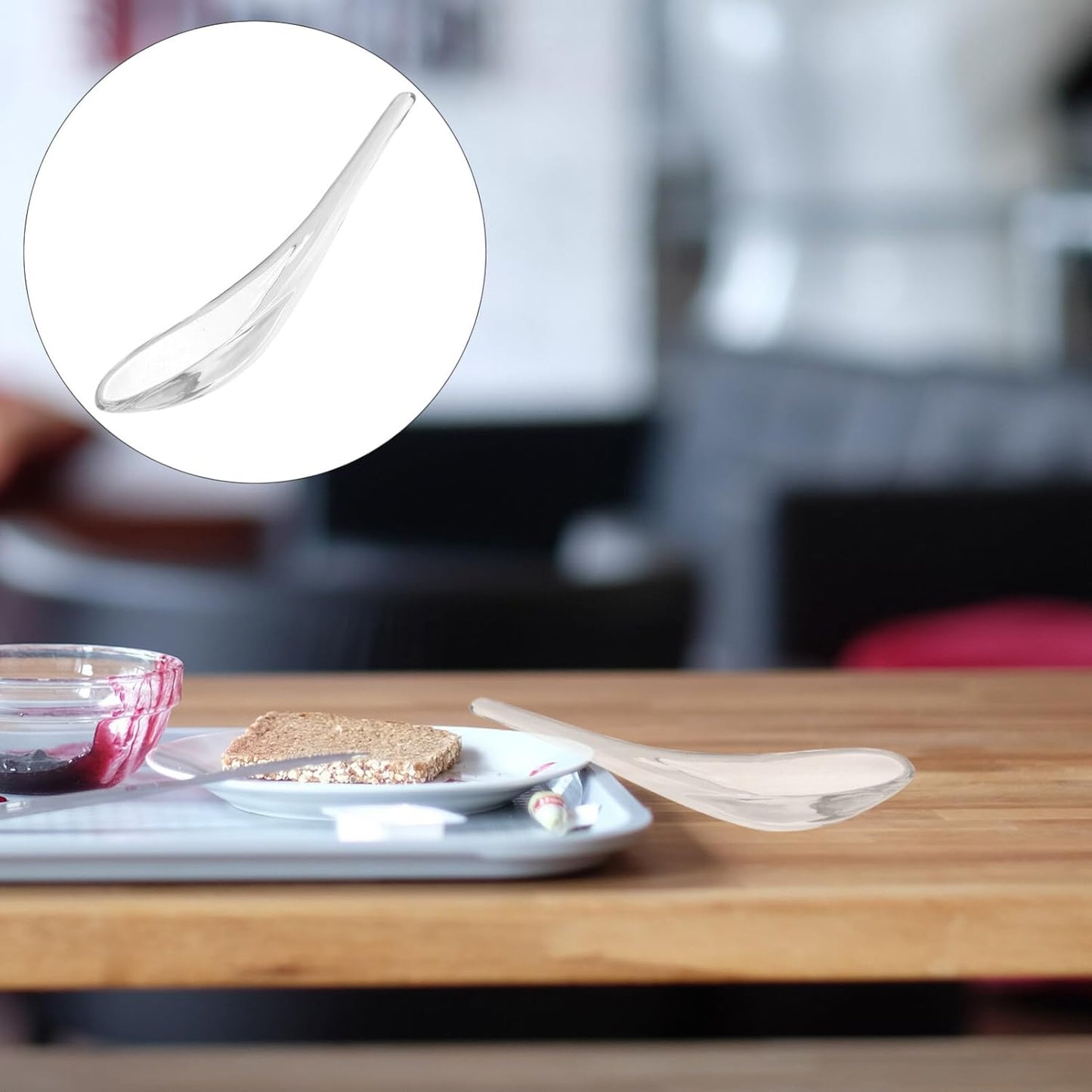 CALLARON Glass Spoon Set for Kitchen and Restaurant, Clear Glass Food, Cake, Rice, Soup Spoons, Ice Cream Spoon