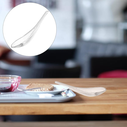 CALLARON Glass Spoon Set for Kitchen and Restaurant, Clear Glass Food, Cake, Rice, Soup Spoons, Ice Cream Spoon