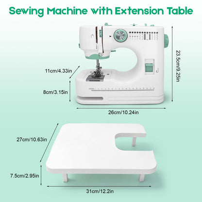 Xamanabu Sewing Machine for Beginners with Extension Table, 12 Stitches Portable Sewing Machine, Dual Speed (High/Low) with Foot Pedal & 6 Feet