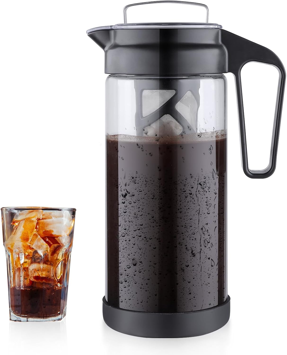 wedrink Cold Brew Coffee Maker, Borosilicate Glass Iced Tea Coffee Pitcher, Leak Proof Tritan (1.3L/44OZ)