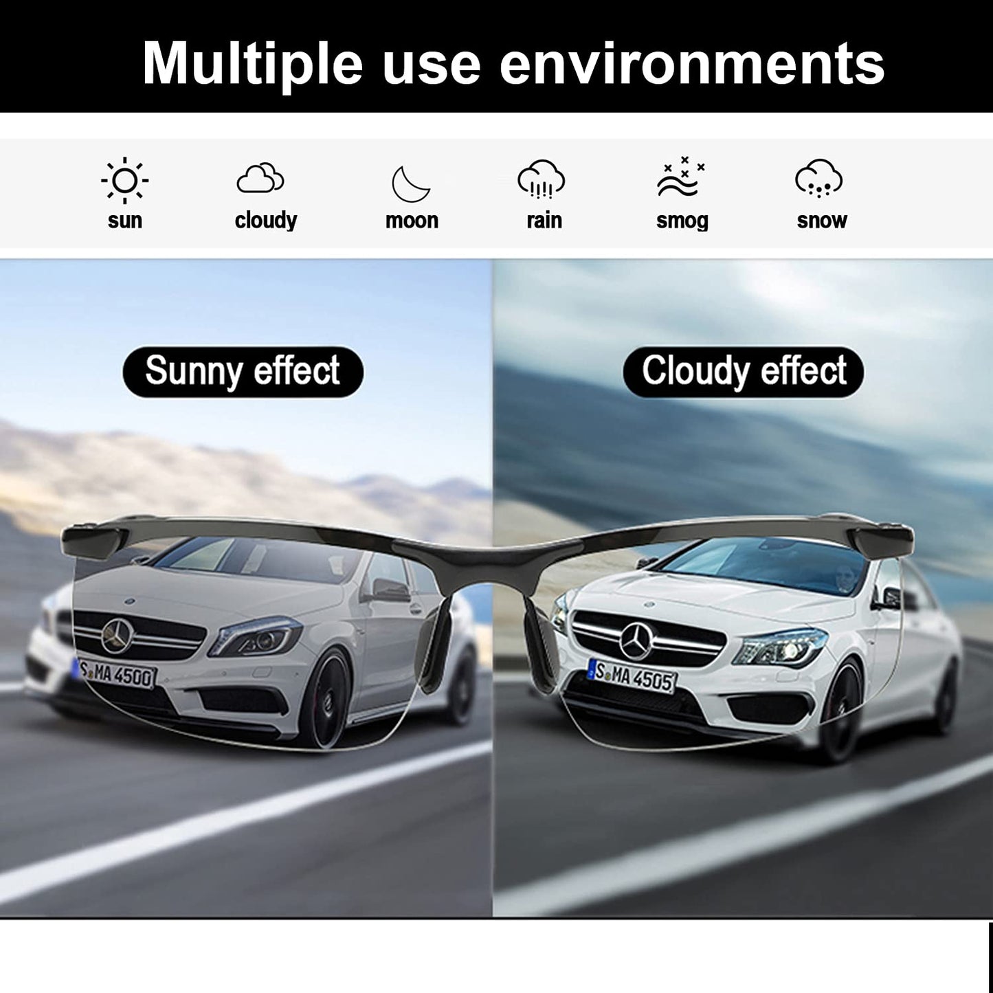 YIMI Polarized Photochromic Driving z87 Sunglasses For Men Day and Night safety glasses (Black Frame)