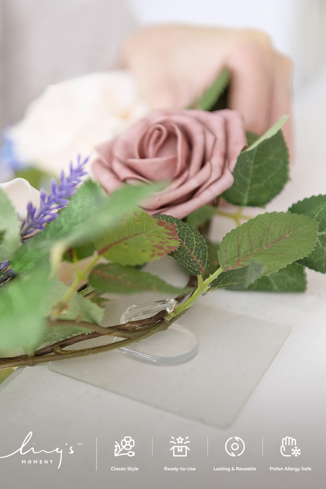 Ling's moment DIY Tools Set for Wedding, 7 Kinds of DIY Accessories Include Artificial Flower Stems Iron Wire Adhesive Hooksand Floral Tape Double Sided Tape Recyclable Cable Ties and Tubing