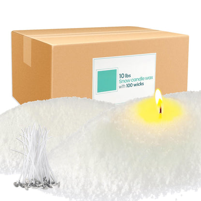 10 lb Pearl Wax Sand DIY Set with 100 Wicks, Reusable, Continuous Burning, Unscented Candle Powder, Designed for Handmade Candles, Wedding Celebrations and Party Decorations