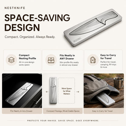 NestKnife Magnetic Kitchen Knife Set - 4 Piece VG10 High Carbon Stainless Steel Kitchen Knives with Patented Space-Saving Nesting Design & Magnetic Block - Ultra Sharp Professional Chef Knife Set