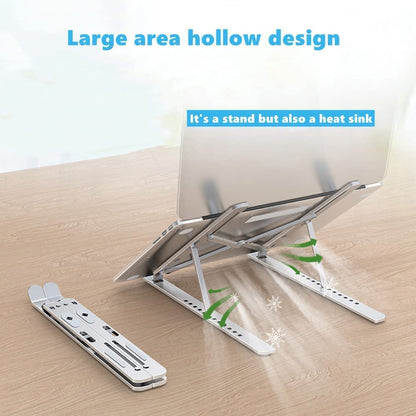 Portable Laptop Stand, Adjustable Ergonomic Aluminium Laptop Mount Stand, Detachable Notebook Riser Holder for Desk Compatible with MacBook, Dell, Lenovo More 10-15.6" Laptops-Silver