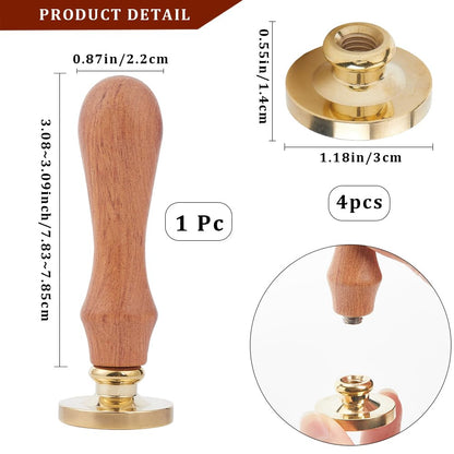 CRASPIRE 4 Styles Cat Wax Seal Stamp Head Animal 25mm Removable Brass Head Set with 1Pcs Wooden Sealing Stamp Handle for Wedding Birthday Envelopes Invitations Gift Packing Wrap Decoration