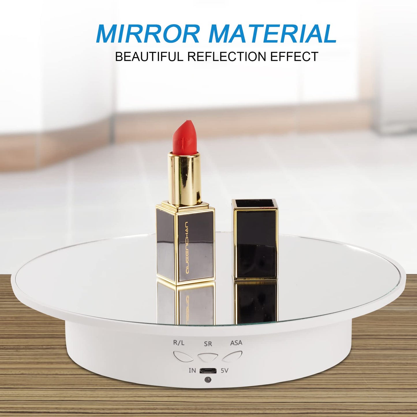 7.87'' Rotating Display Stand Motorized Rotating Display Stand, 22 lbs Load Rotating Platform with Mirror Cover, Rotating Stand with USB Charging Port, for Jewelry Photography Products 3D Model Cake