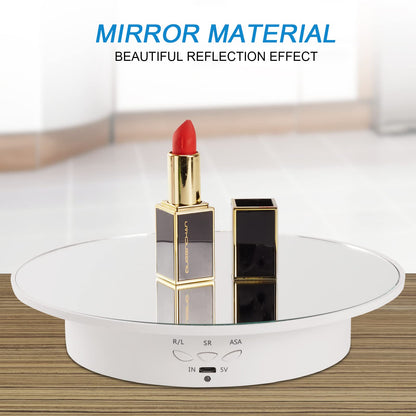 7.87'' Rotating Display Stand Motorized Rotating Display Stand, 22 lbs Load Rotating Platform with Mirror Cover, Rotating Stand with USB Charging Port, for Jewelry Photography Products 3D Model Cake