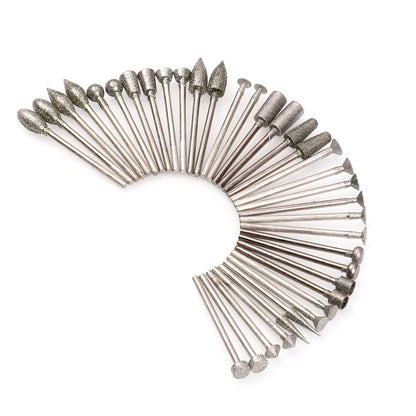 Luo ke 36 Pcs Diamond Mounted Carving Tool - 3/32 Inch Shank Diamond Grinding Burr Includes 18 Kinds of Grinding Head Shape For Dremel Rotary Tool