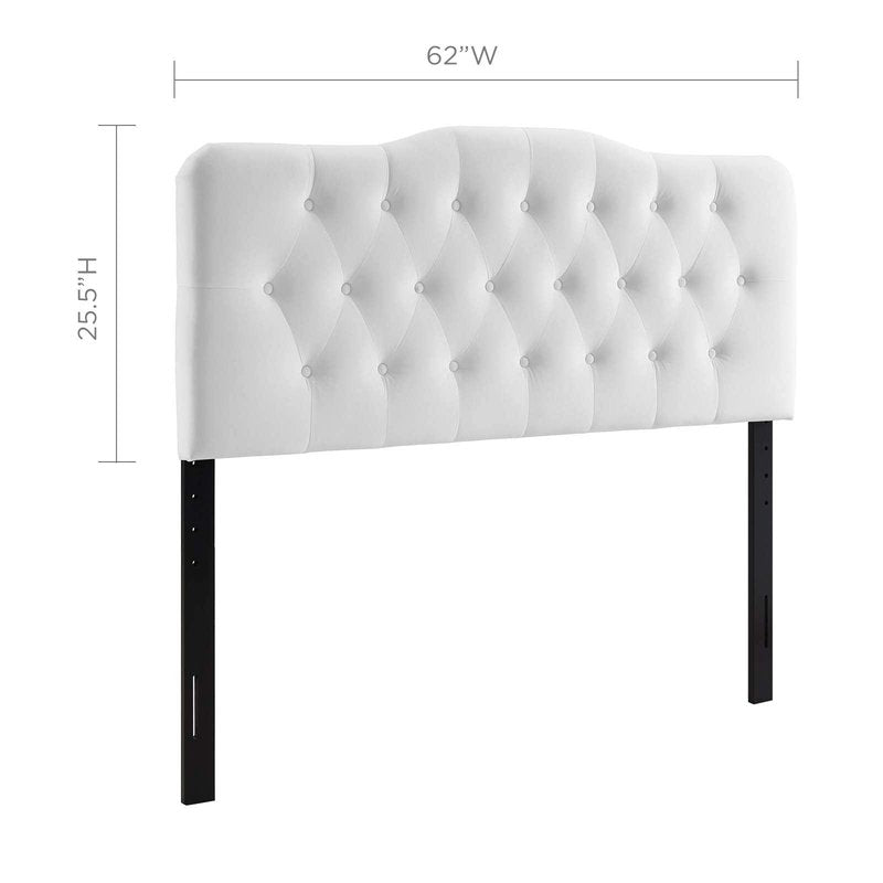 Modway Annabel Diamond Tufted Performance Velvet Queen Headboard in White