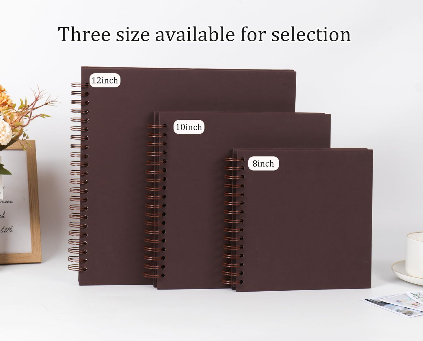 RECUTMS 10 x 10 Inch DIY Scrapbook Album 60 Pages Hardcover Kraft Paper Scrap Book Photo Albums Memory Book for Wedding and Anniversary Family (Coffee)