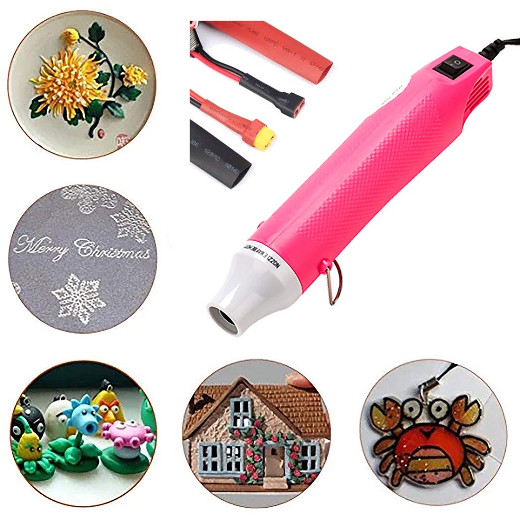 Heat Gun for Crafting - Mini Heat Tool for Epoxy Resin, Silicone Molds, Acrylic Pouring, Embossing, and Bubble Removal, Compact Craft Dryer for Small Art Projects (Pink)