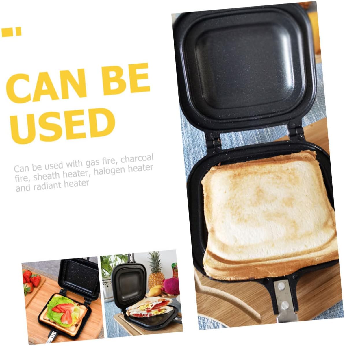 Sandwich Skillet, Non-stick Kitchen Sandwich Maker for Grilled Cheese, Double Side Frying Pan, Kitchen Essential Grill