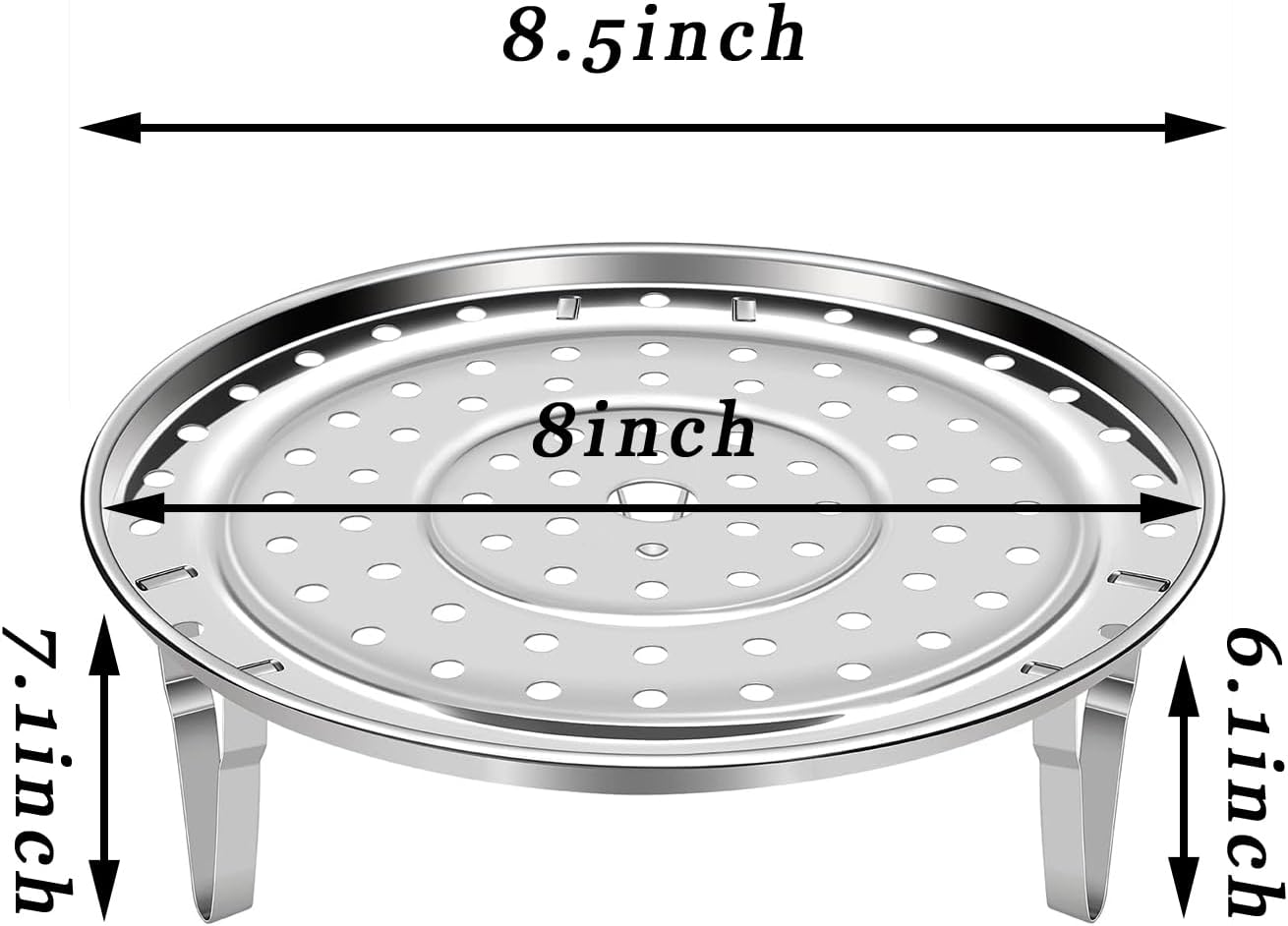 Steamer Rack for Cooking, 18/8 Stainless Steel Steaming Rack, 8.5 Inch Steam Tray with Removable Legs