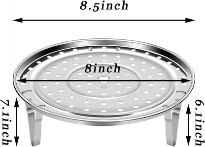 Steamer Rack for Cooking, 18/8 Stainless Steel Steaming Rack, 8.5 Inch Steam Tray with Removable Legs